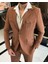Italyan Stil Slim Fit Yün Karışımlı Likralı Safari Ceket Pantolon Takım Elbise Camel T9581 1