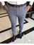 İtalyan stil slim fit erkek kumaş pantolon Lacivert T9785 1