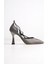 Glossy Platin Gri Taşlı Stiletto Abiye Topuklu Ayakkabı 2