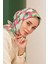Bloom Pembe Yeşil Pamuk Viskon Eşarp Modeli 1