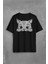 Sevimli Kedi Minik Patili Bıyıklı Cat Minnoş Sırt Ön Baskılı Oversize Tişört T-Shirt 1