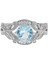 Kadın Çiçek Desen Mavi Taş Detay Gümüş Yüzük 1