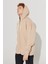 ALTINYILDIZ CLASSICS Erkek Sütlü Kahve Oversize Fit Bol Kesim Kapüşonlu Yaka %100 Pamuk Fermuarlı Sweatshirt 2