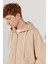 ALTINYILDIZ CLASSICS Erkek Sütlü Kahve Oversize Fit Bol Kesim Kapüşonlu Yaka %100 Pamuk Fermuarlı Sweatshirt 3