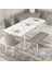 Concept Roe Serisi Açılabilir 80X132 Beyaz Mermer Desen Mutfak Masası Takımı 4 Sandalye 1 Bench 2