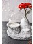 5 Parça Mermer Desen Dekoratif Beton Vazo ve Vanilya Kokulu Soya Wax Mumluk Takımı 2