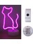 Neon LED Işıklı Pembe Kedi Masa Lambası 2
