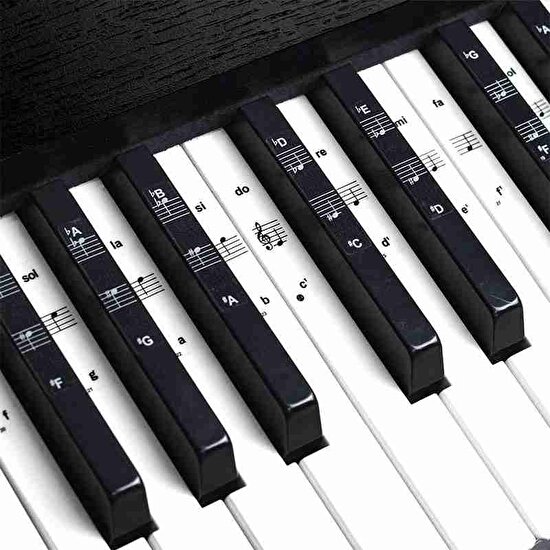 Happypotam Piyano Org Klavye Piyano Tuşları Için Nota Siyah Sticker Etiketi 37-49-54-61-88 Tuşlara Uygun