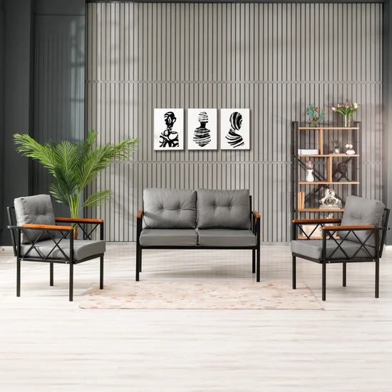 Limni Home; Bahçe, Balkon Metal Çay Seti, Koltuk Takımı