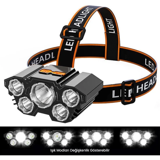 Dekohop Kafa Lambası Ultra Güçlü LED Şarjlı LED Kafa Feneri Avcı Işıldak Balıkçı Kamp Lambası