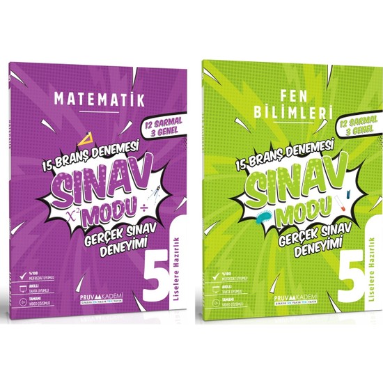 Pruva Akademi 5. Sınıf Matematik Fen Bilimleri 12 Deneme Kitabı