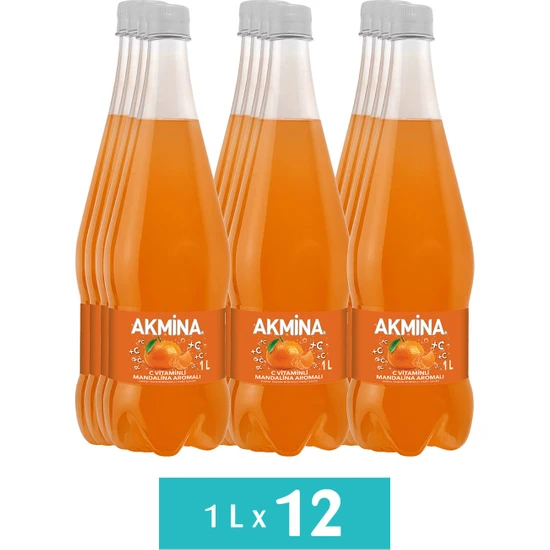 Akmina C Vitaminli Mandalina Aromalı Maden Suyu 12 x 1 Lt