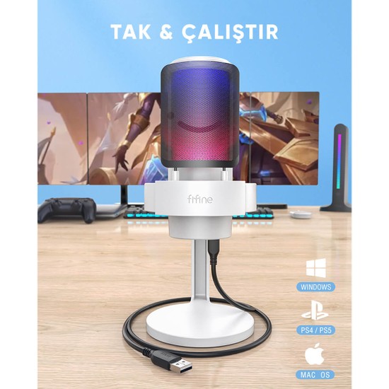 Fifine Ampligame A8W USB Mikrofon Yayıncı Oyuncu Rgb Fiyatı