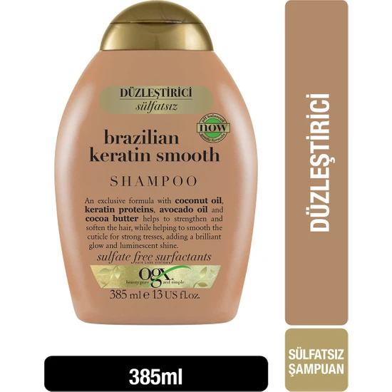 OGX Düzleştirici Brazilian Keratin Smooth Sülfatsız Şampuan 385 ml