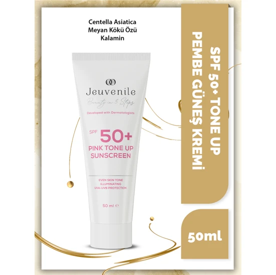 Jeuvenile SPF 50+ PINK Tone-Up Sunscreen Yüksek Korumalı Renk Tonu Eşitleyici Pembe Güneş Kremi 50 ml