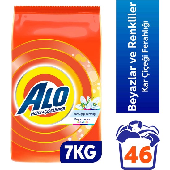 Alo 7 Kg Kar Çiçeği Ferahlğı Beyazlar ve Renkliler Hızlı Çözülme Toz Deterjan