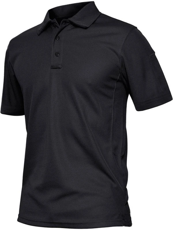 Ghassy Co. Erkek Taktik Polo Yaka Gömlek Hızlı Kuruma Nem Emici Performans Pique Jersey Golf T-Shirt