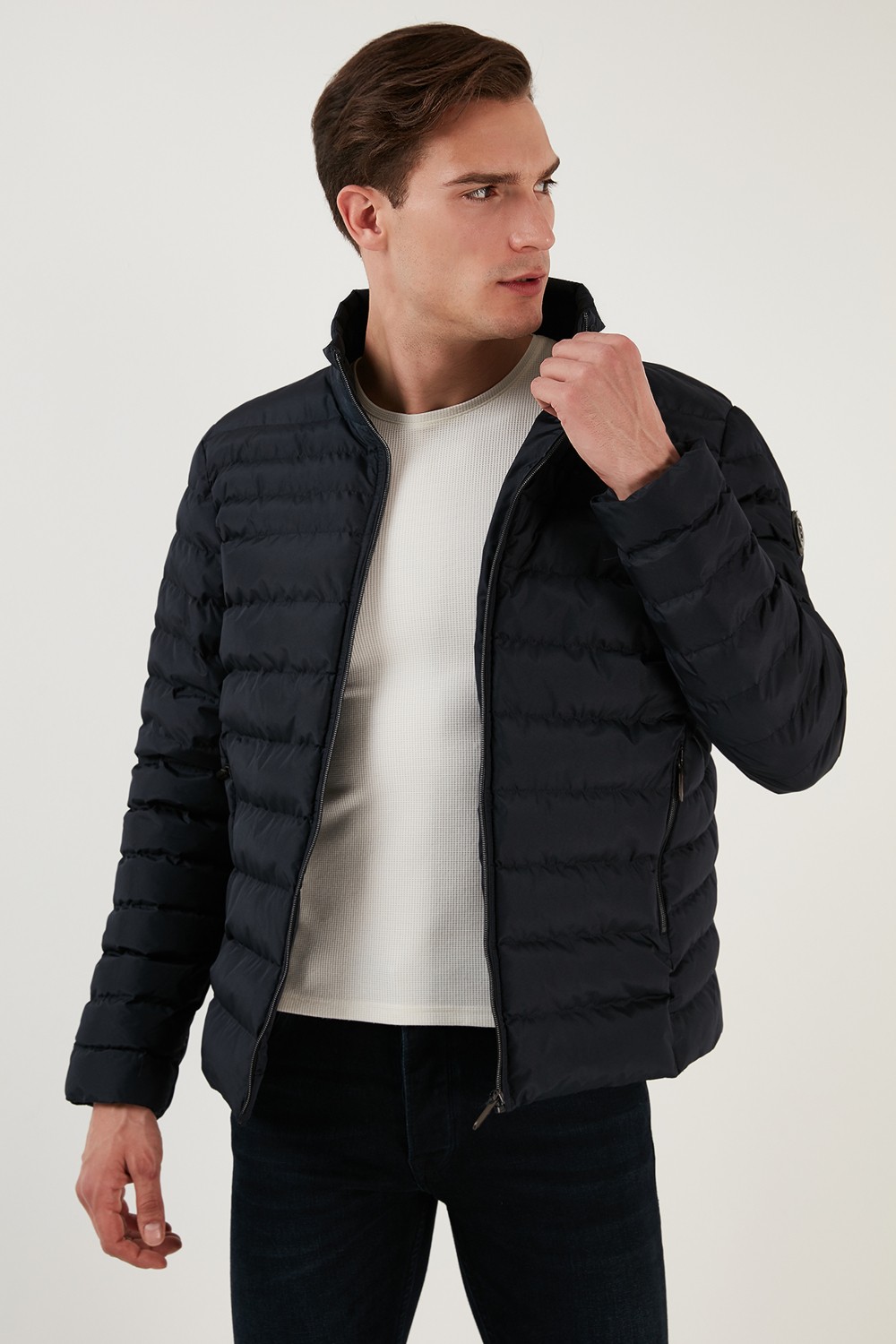 Buratti Dik Yaka Fermuarlı Cepli Slim Fit Şişme Mont Erkek Mont 649002