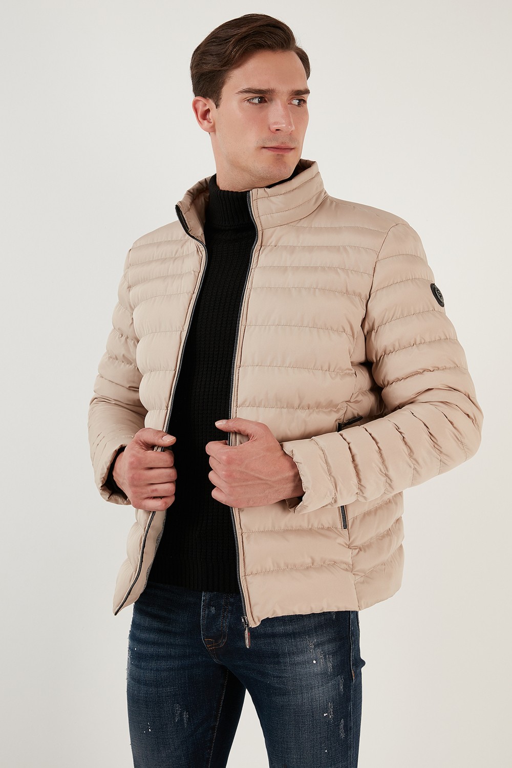 Buratti Dik Yaka Fermuarlı Cepli Slim Fit Şişme Mont Erkek Mont 649002