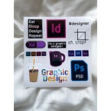 HD Sticker Grafik Tasarım Çizim Designer Temalı Sanat Laptop Notebook Tablet Etiket Sticker Set P3