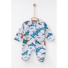 Ada Bebek Çocuk %100 Pamuk Köpekbalığı Desenli Patikli Tulum 1927