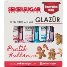 Şeker&Sugar Glazür 4'lü Set 40 gr  Beyaz, Pembe, Mavi, Mor