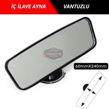 ŞüsCarOto Aksesuar Her Araca Uyumlu Siyah Çerçeveli Dikiz Aynası 60 mm x 240 mm Vantuzlu Iç Ilave Ayna