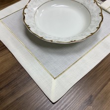 Oya Home Gold Piko Dikişli Amerikan Servis& Kaşıklık & Peçete Set- 24 Parça