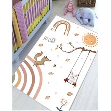 Tilki Çocuk Oyun Halısı Kaymaz Makinede Yıkanabilir Eğitici Bebek ve Çocuk Odası Halısı