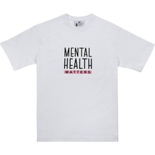 Kadın Vegan Beyaz T-Shirt - Mental Health Matters Tasarım