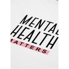 Kadın Vegan Beyaz T-Shirt - Mental Health Matters Tasarım