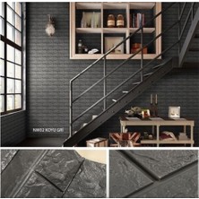 Renkli Duvarlar NW02-70X500CM Kendinden Yapışkanlı Gri Tuğla Desen 3D Duvar Kağıdı Paneli Tek Parça