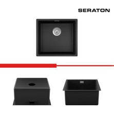 Seraton Tek Gözlü Siyah 40 x 45 Cm Yeni Nesil Seramik Kaplama eviye