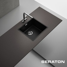 Seraton Tek Gözlü Siyah 40 x 45 Cm Yeni Nesil Seramik Kaplama eviye