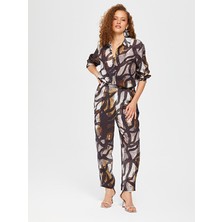 Faik Sönmez Soyut Desen Comfort Fıt Viskon Pantolon 67486