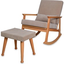 Asedia Iskandinav Naturel Bej Minderli Puflu Sallanan Sandalye Dinlenme Koltuğu