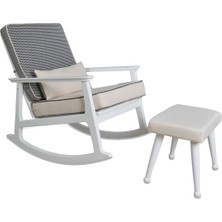 Asedia Iskandinav Lake Krem Minderli Puflu Sallanan Sandalye Dinlenme Koltuğu