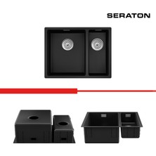 Seraton RS58R 1.5 Gözlü Siyah 58 x 44 Cm Yeni Nesil Seramik Kaplama Eviye