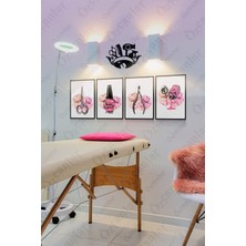 Özcanlar Çerçeve Güzellik Merkezi Kuaför Çerçevesiz Çerçeve Görünümlü 5 Parça Mdf  Duvar Tablo Seti Lazer Kesim