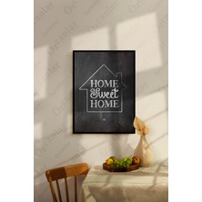Özcanlar Çerçeve Home  Sweet Home Temalı Çerçevesiz Çerçeve Görünümlü 1 Parça Mdf  Duvar Tablo Tekli Mdf Tablo Set
