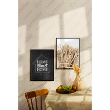Özcanlar Çerçeve Home Sweet Home Temalı Çerçevesiz Çerçeve Görünümlü 2 Parça Mdf  Duvar Tablo Seti  Mdf Tablo Set