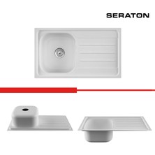Seraton NS86R 1 Göz Damlalıklı Beyaz 50 x 86 Cm Yeni Nesil Seramik Kaplama Eviye