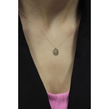 Diamine 14 Ayar Altın Plaka Doğum Ayı Çiçeği Kolye