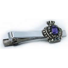 Kravatkolik Gümüş Renk Taşlı Kral Tacı Kravat Iğnesi KIY724