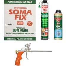 Somafix 12 Ad 850 ml Somafix Tabancalı Isı Ses Yalıtım Köpüğü Köpük Tabancası Köpük Temizleyicisi Seti