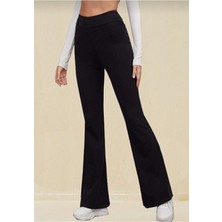 Thin Shop Siyah Yüksek Bel Ispanyol Paça Toparlayıcı Tayt