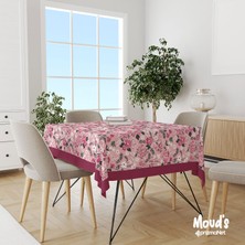 Moud'S Pembe Pastel Çiçek Desenli Kare - Dikdörtgen Süet Dertsiz Masa Örtüsü