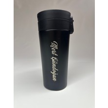Gündoğan Kristal Siyah Renk Çelik Kupa Termos Kişiye ve Isme Özel / 350ML