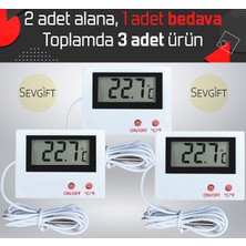 Sevgift 3 Adet ST-1A Mini Kablolu Termometre - Kablo Uzunluğu: 1 Metre