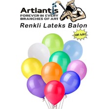 Artlantis Balon Renkli Lateks 100 Adet Renkli Balon 10'' Canlı Renkler Parti Doğum Günü Süsleme Malzemeleri Balon 26 cm